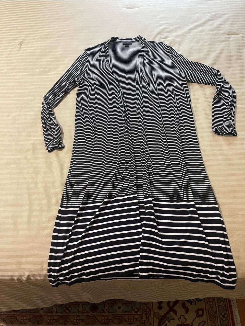 J. Jill Black and White Striped Maxi Duster